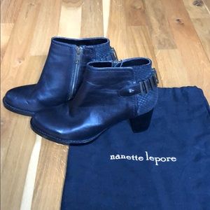 Nanette Lepore black leather booties
